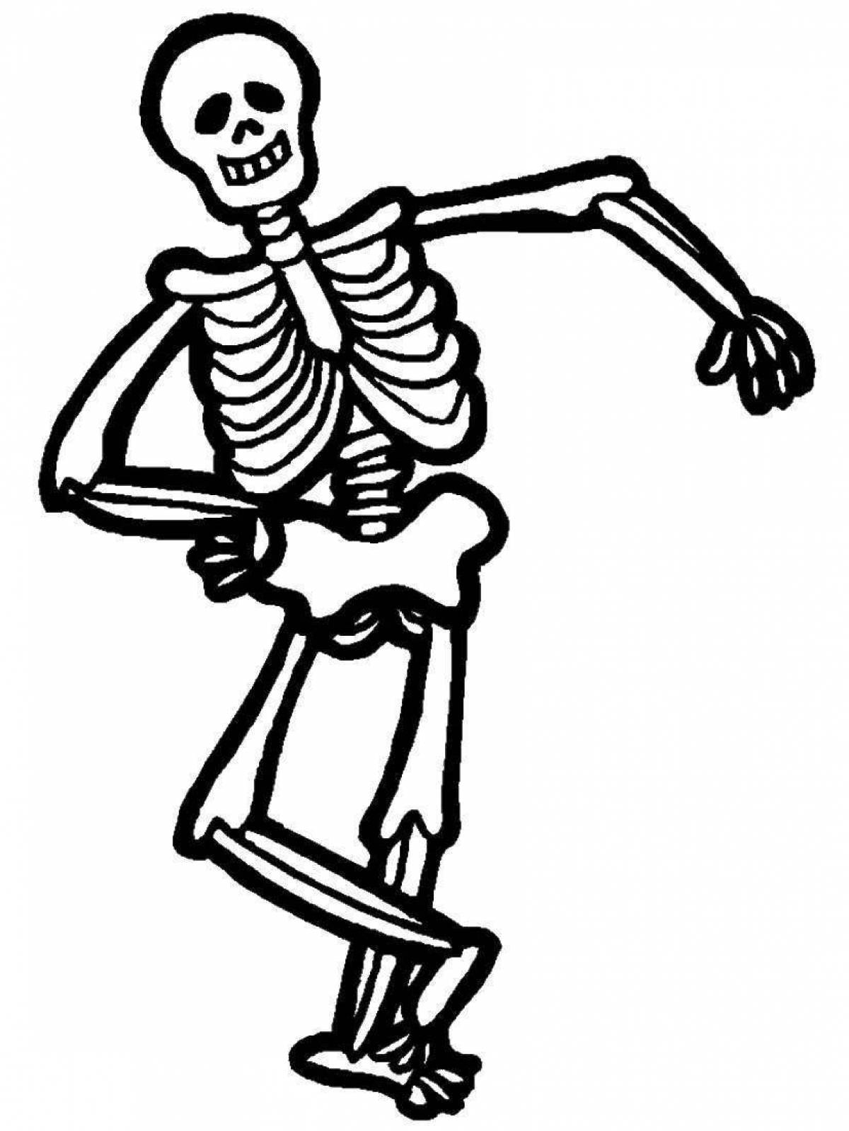 Adorable human skeleton coloring page