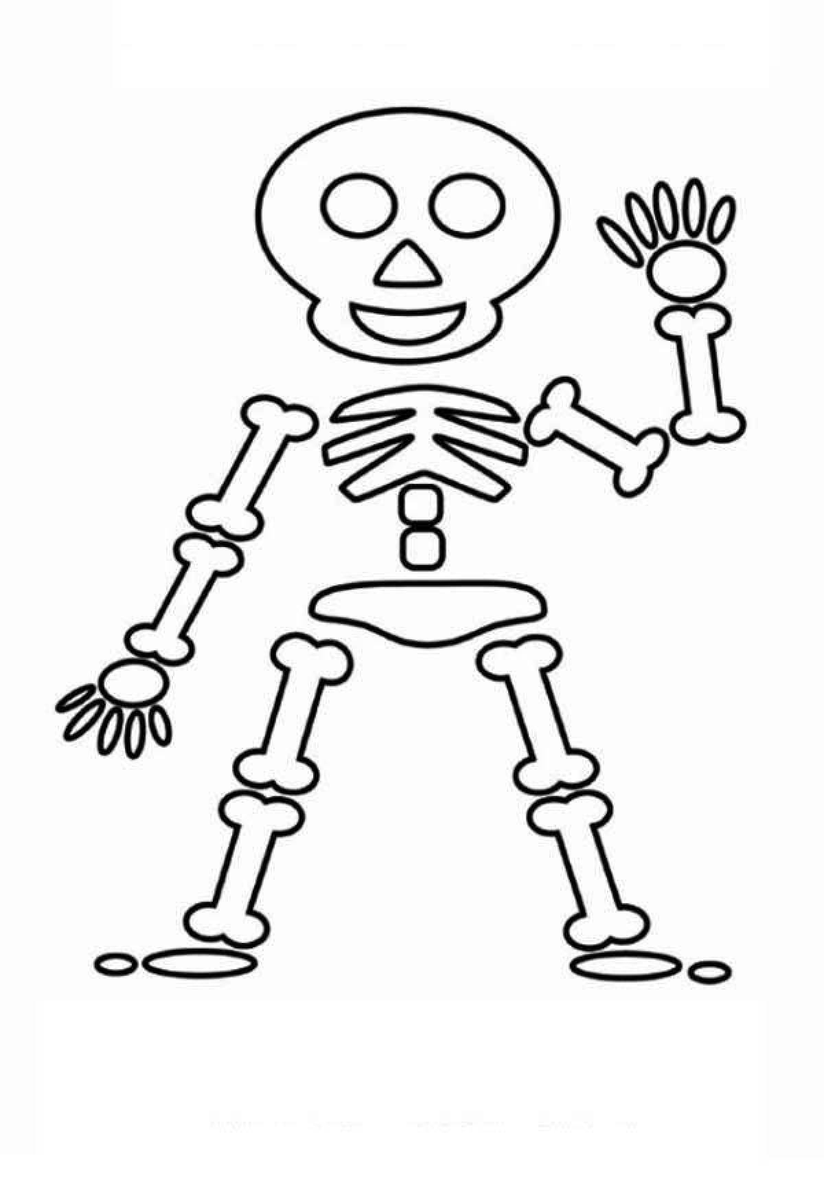 A striking human skeleton coloring page