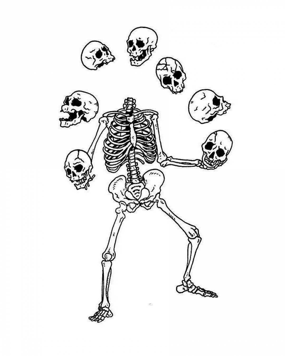 Coloring book fat human skeleton
