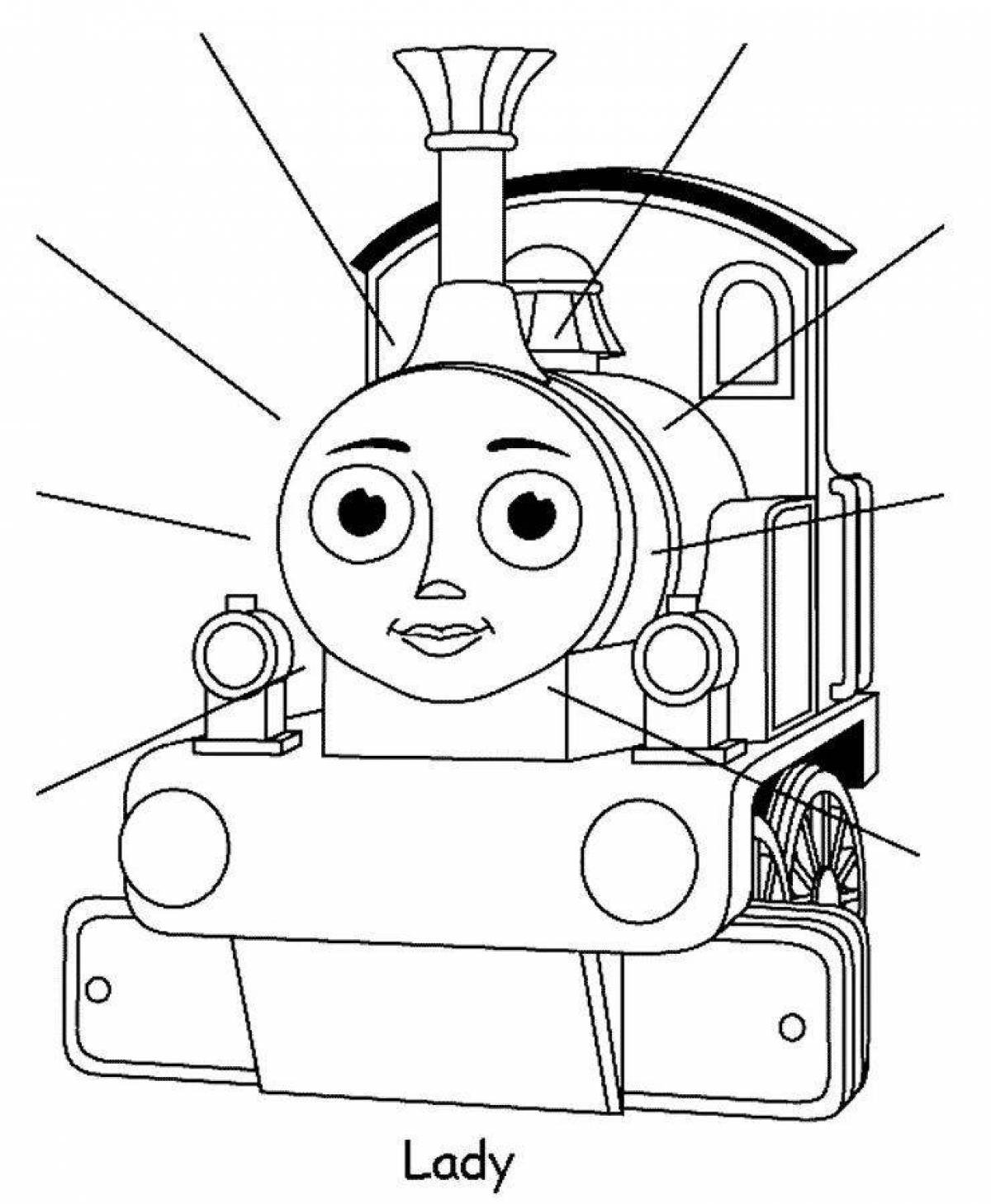 Coloring page playful charles the engine