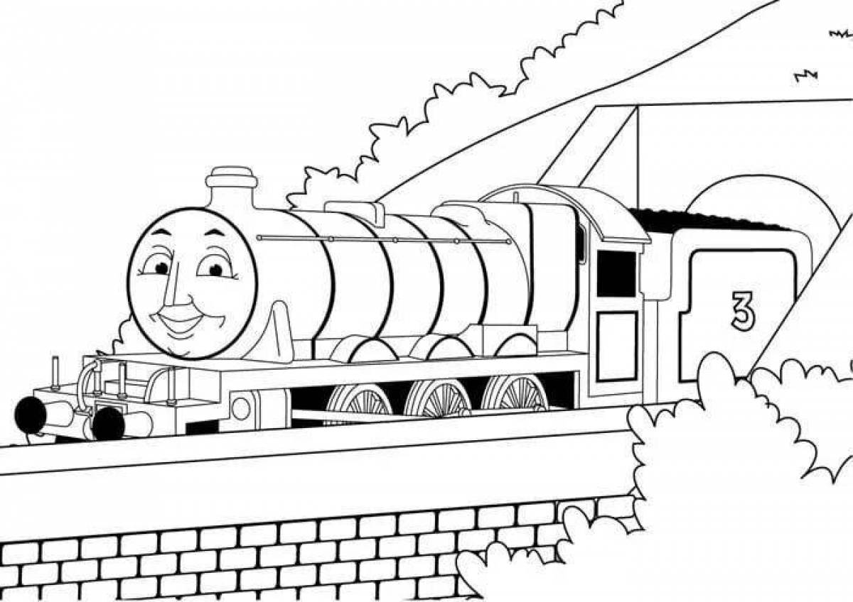 Colourful charles the engine coloring page