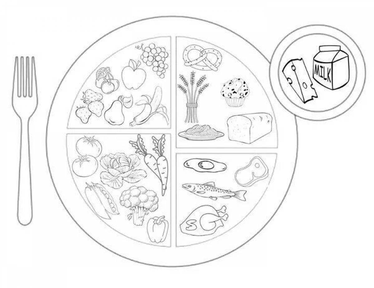 Attractive coloring book about proper nutrition