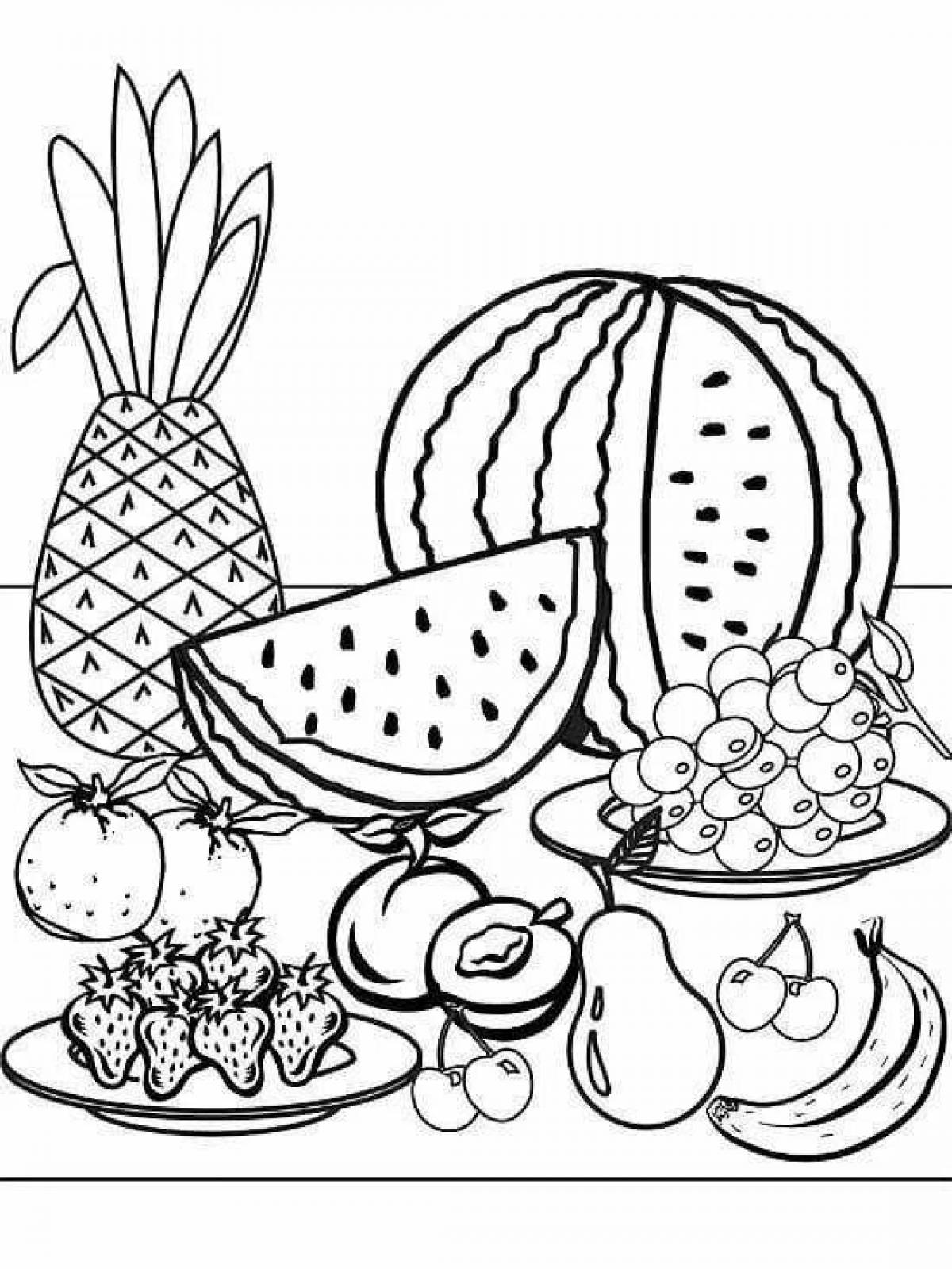 Inspirational coloring book about proper nutrition