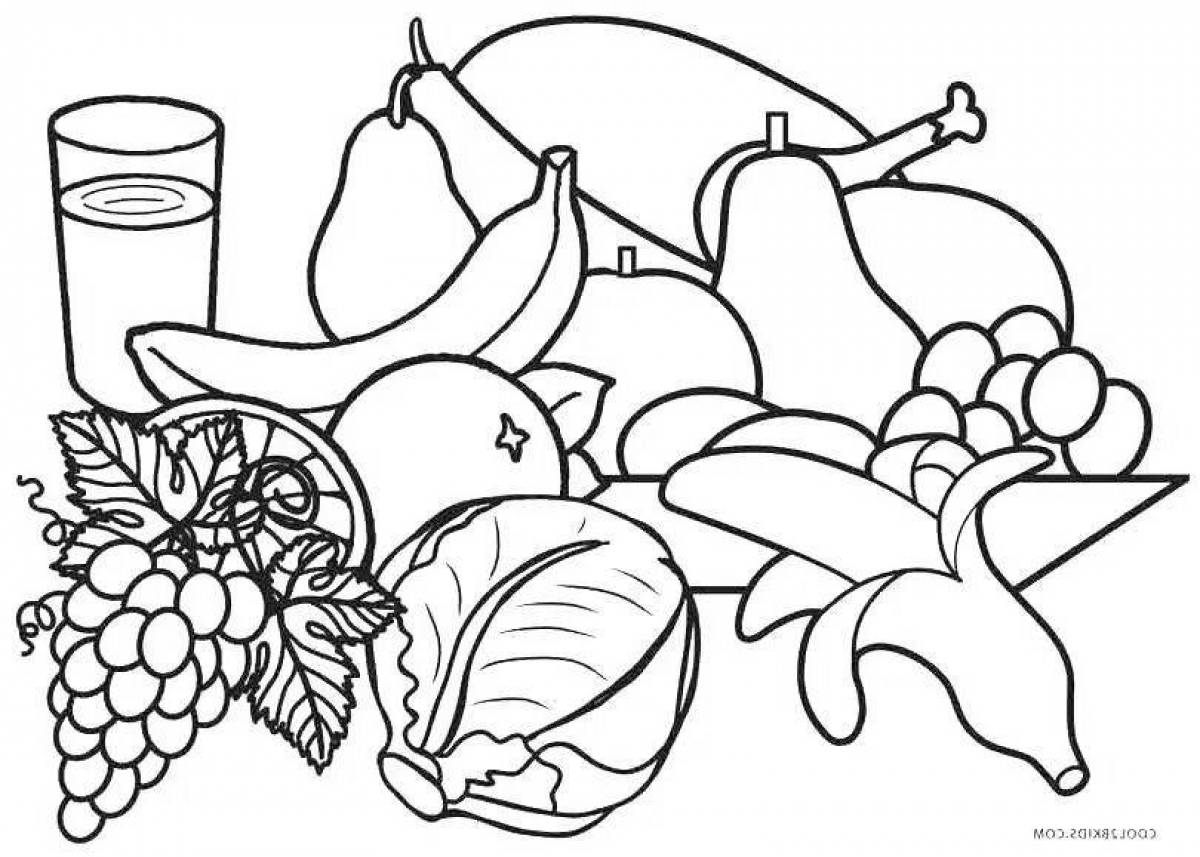 Tempting coloring book about proper nutrition
