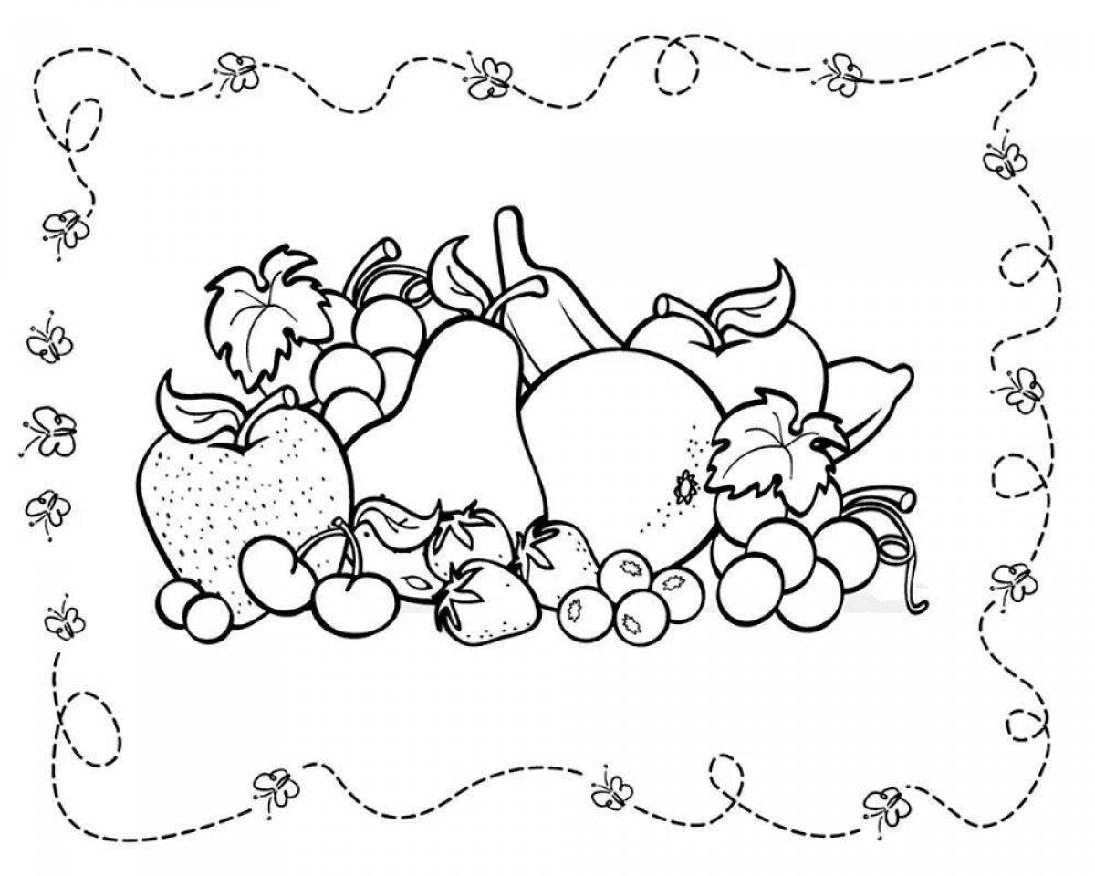 Bold coloring page of proper nutrition
