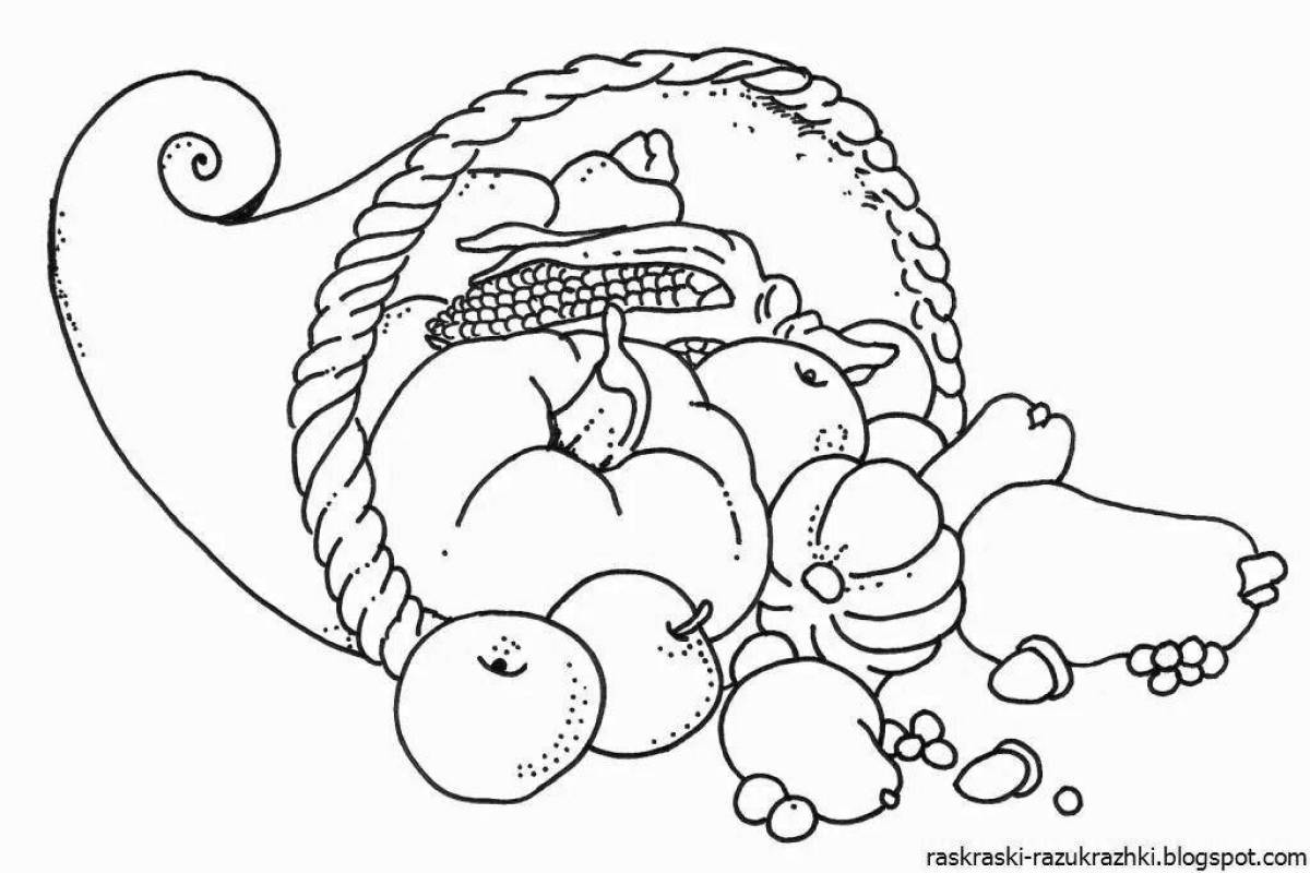 Colorful coloring book about proper nutrition