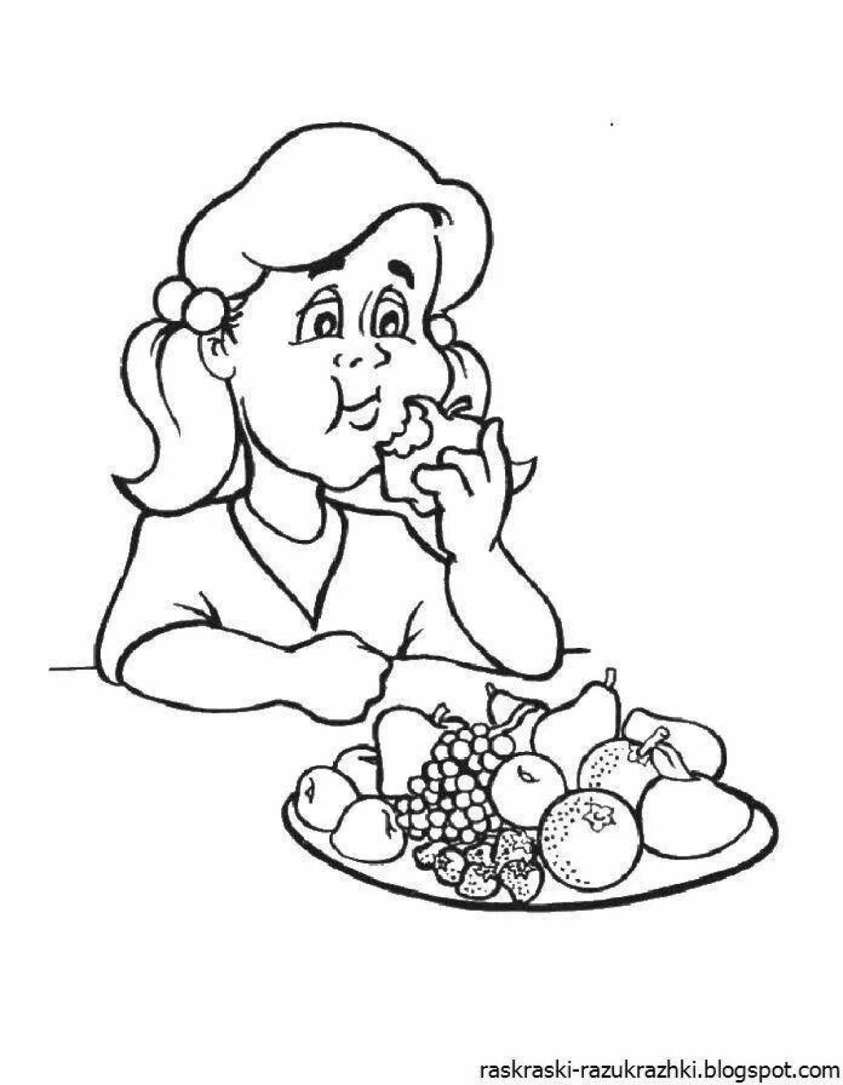 Coloring book about proper nutrition