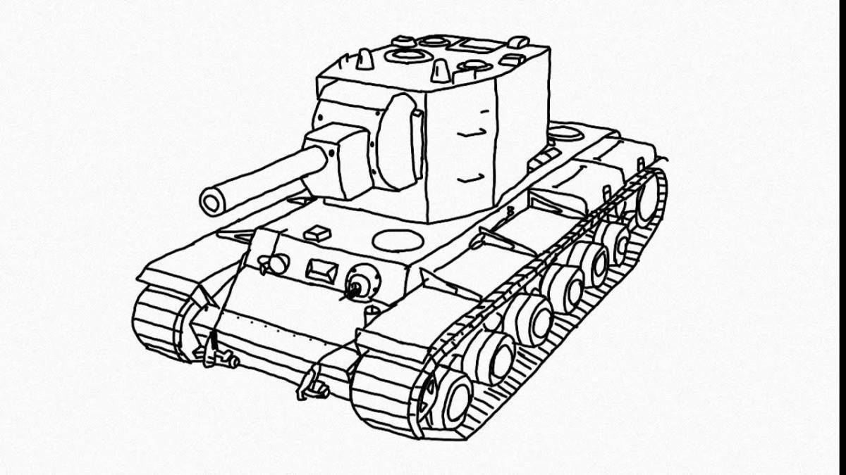 Разукрашенный танк рисунок в цвете