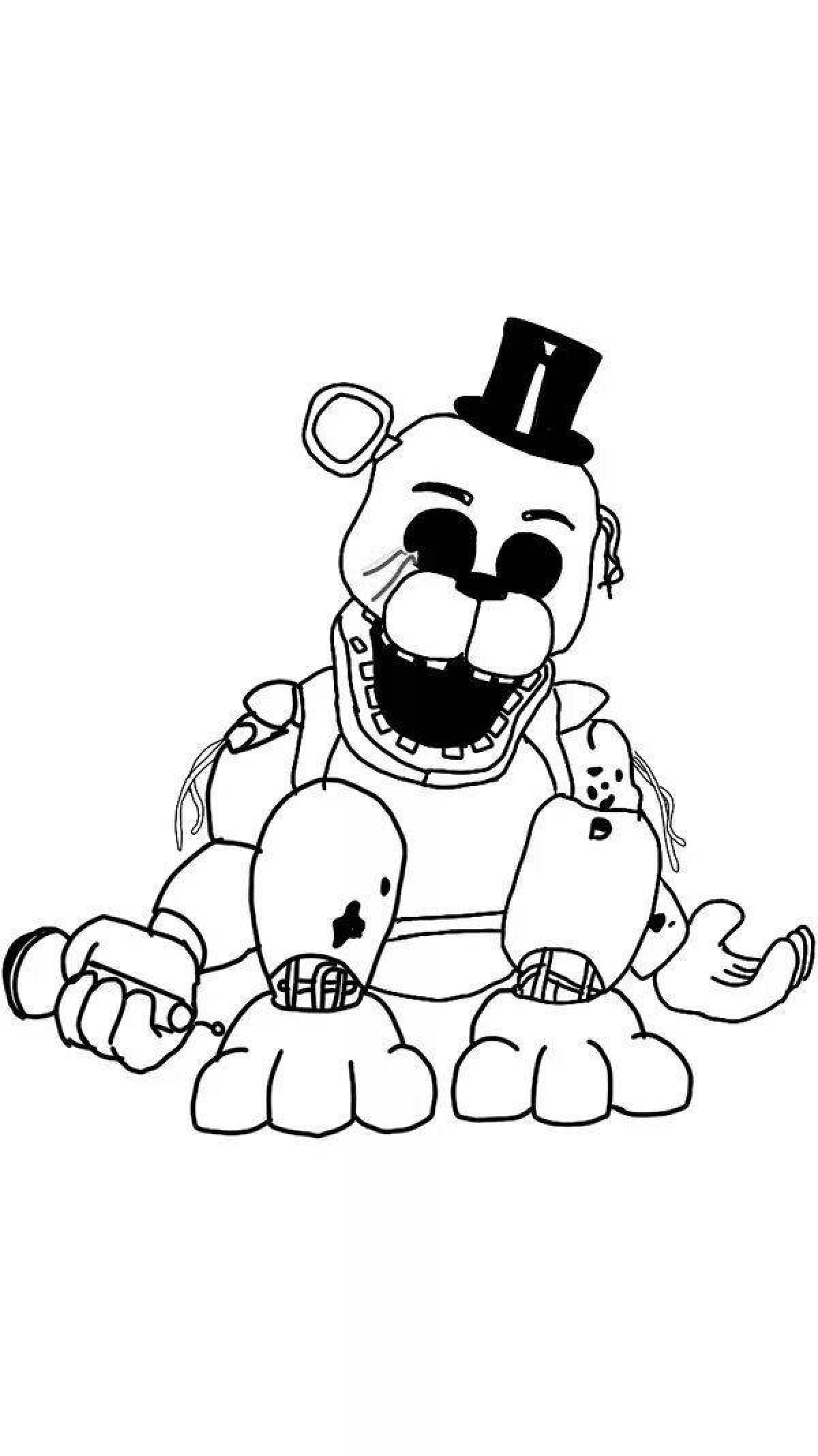 Раскраска FNAF Голден Фредди