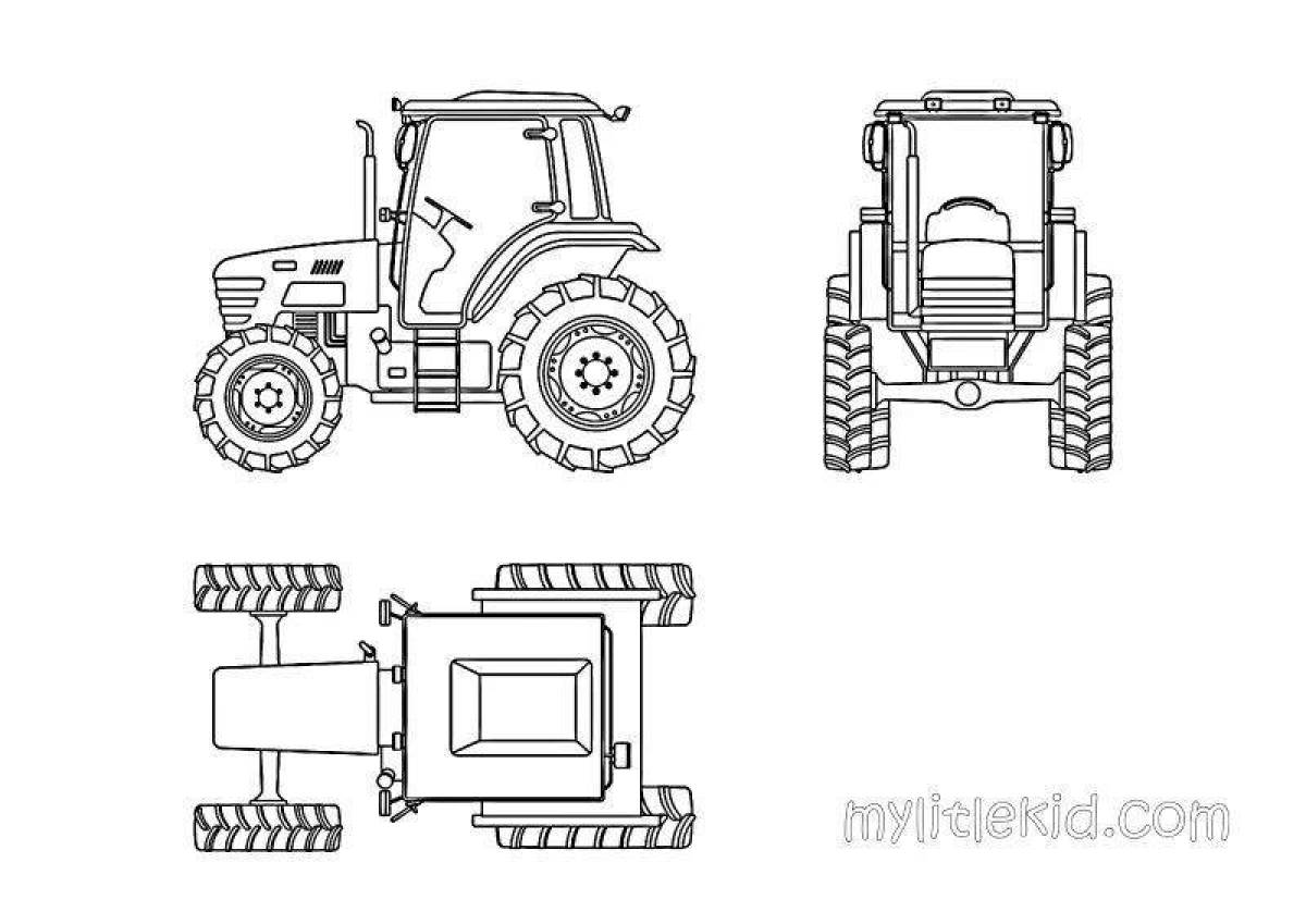 Coloring page joyful tractor belarus