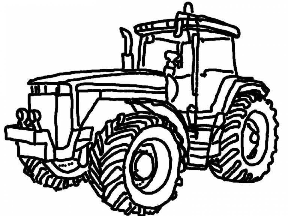 Coloring page funny tractor belarus