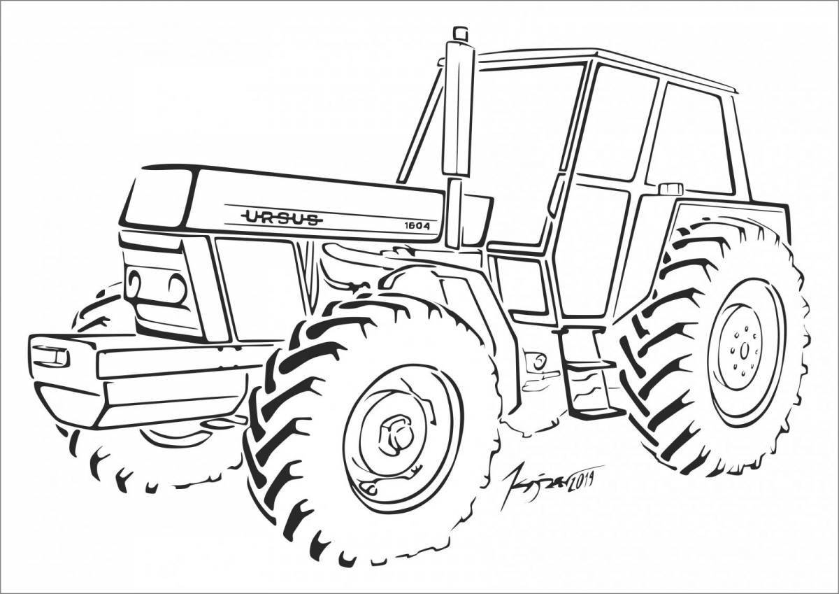 Coloring page playful tractor belarus