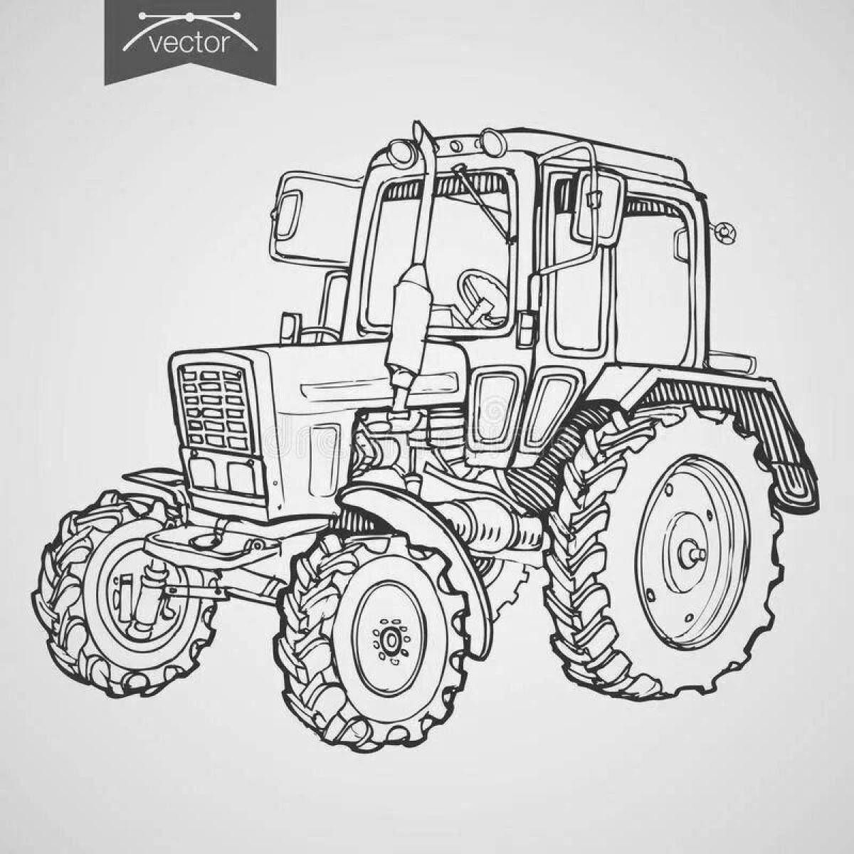 Coloring page impressive tractor belarus