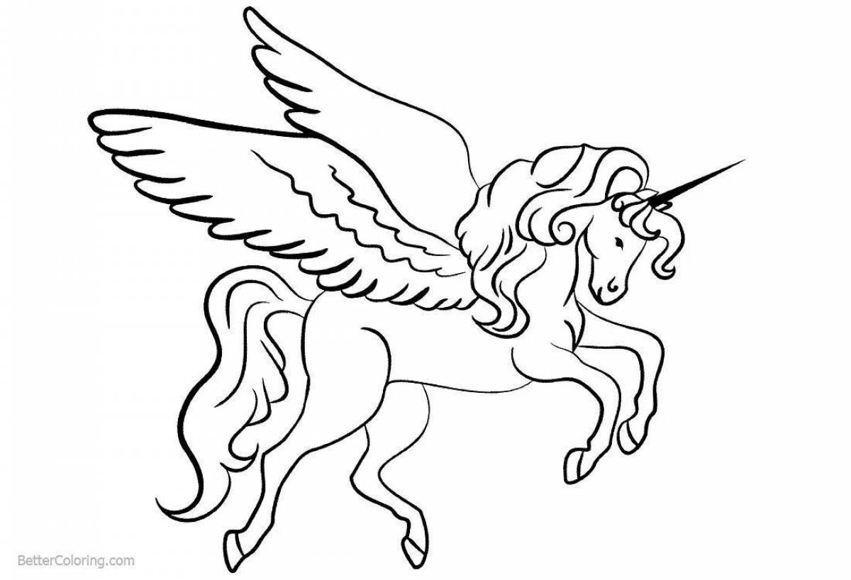Mystical coloring pegasus unicorn