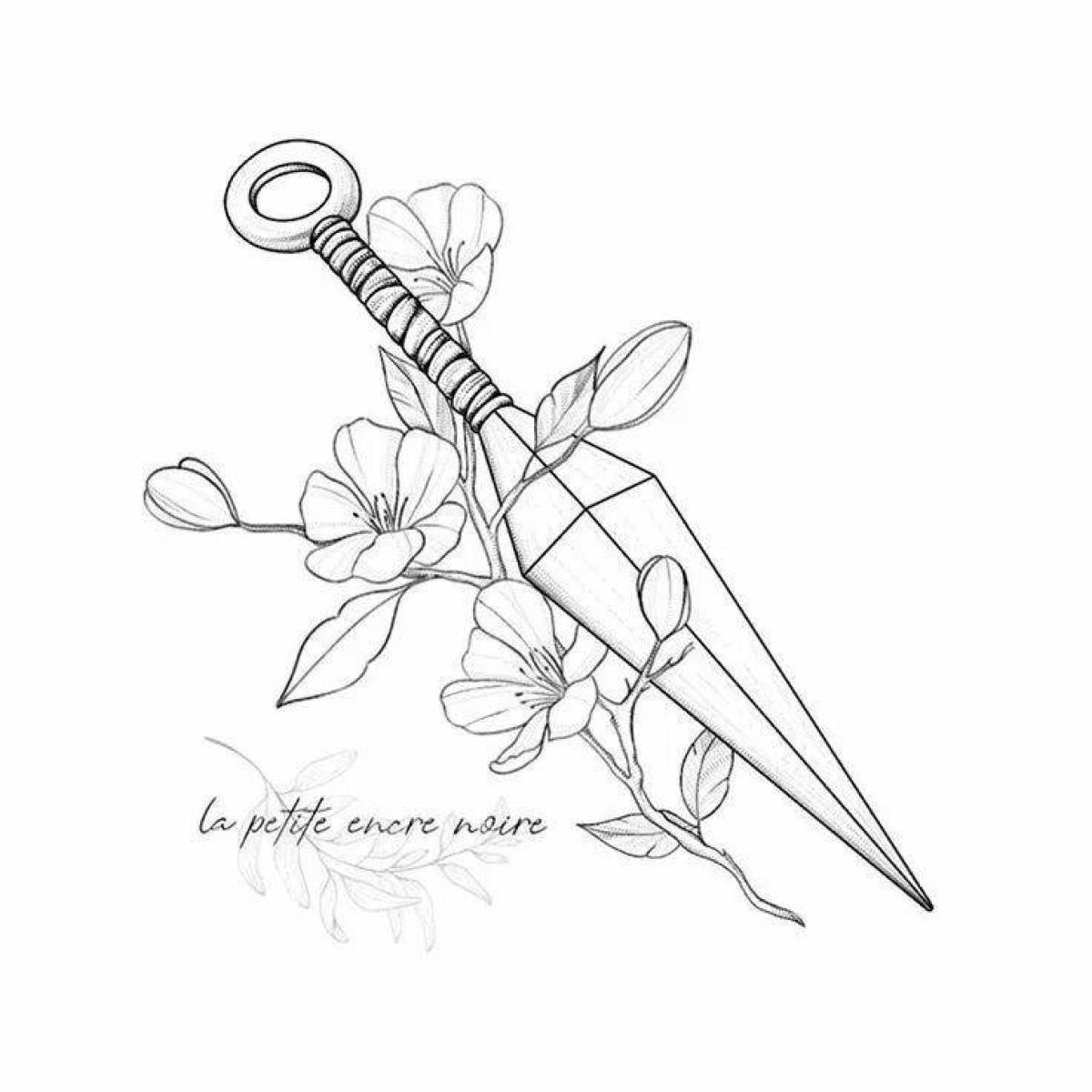 Exquisite kunai knife coloring page