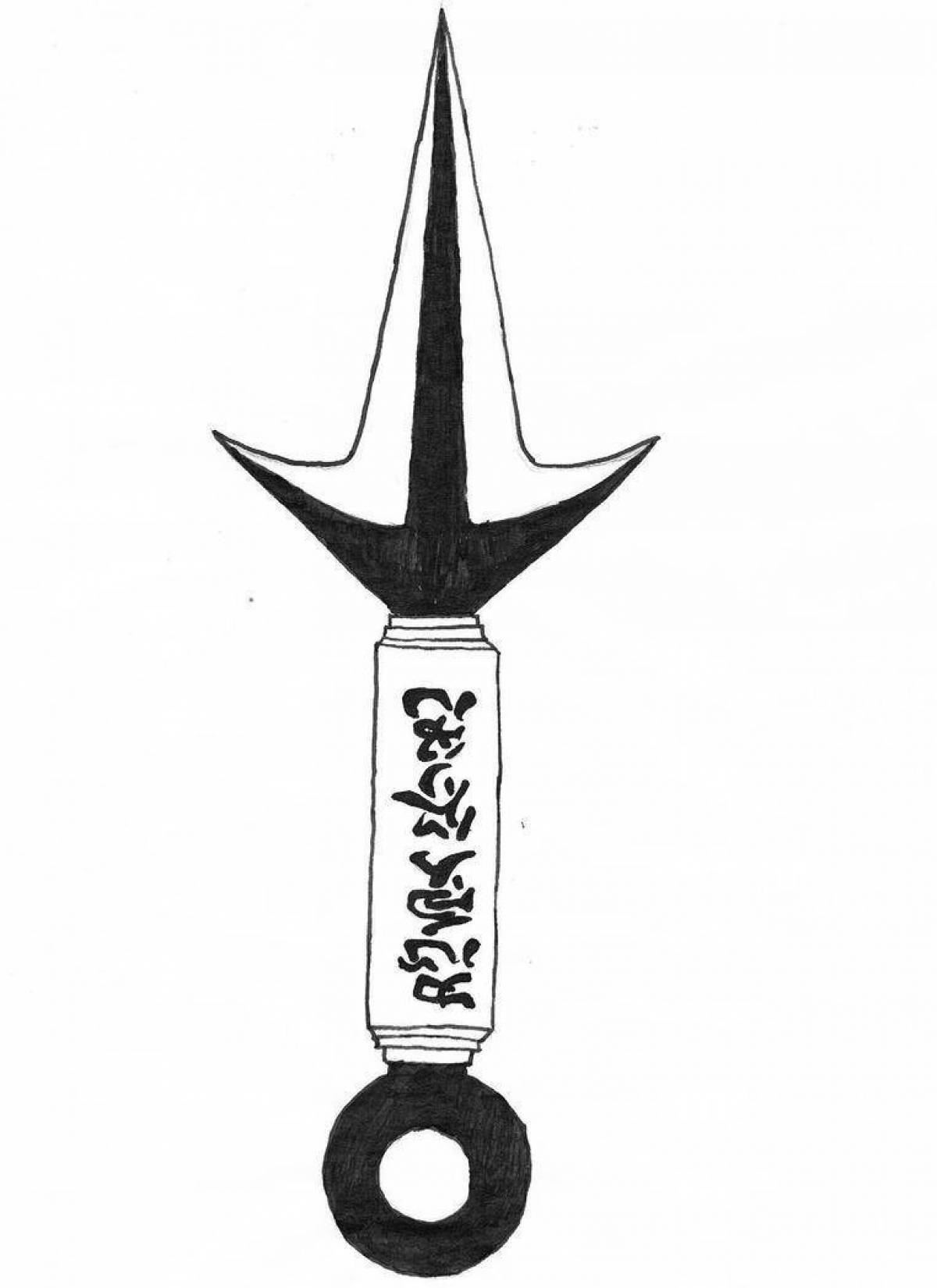 Dramatic coloring of the kunai knife
