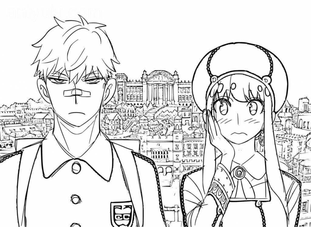 Coloring book funny anime spy family