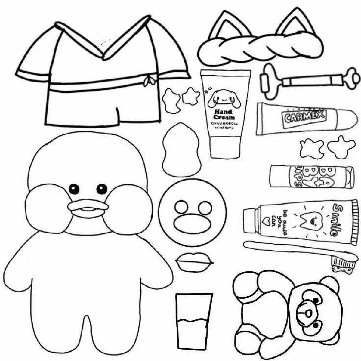 Outrageous dressed duck coloring page