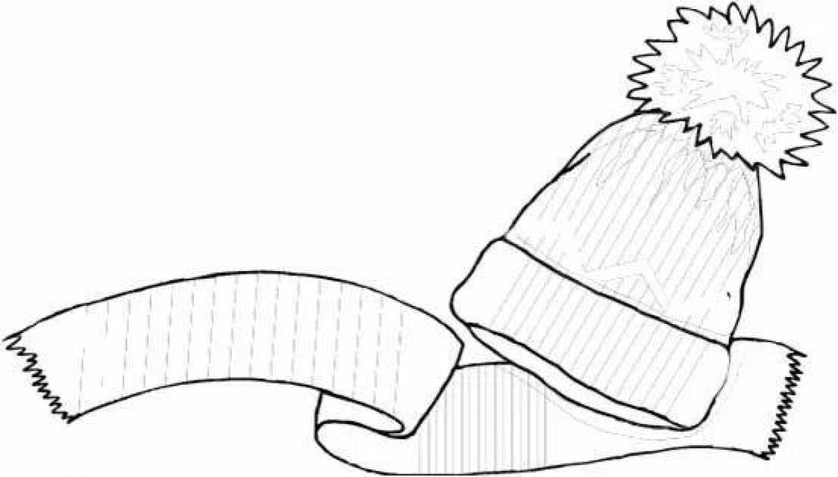 Coloring page funny hat and mittens