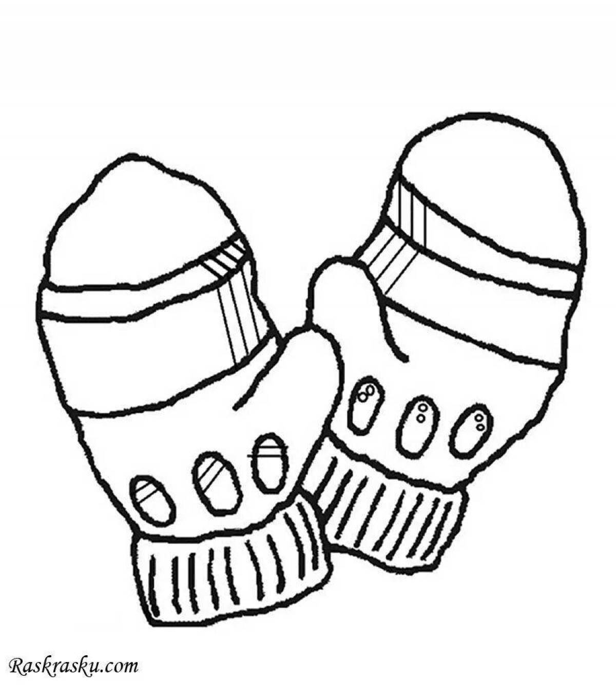 Coloring page playful hat and mittens