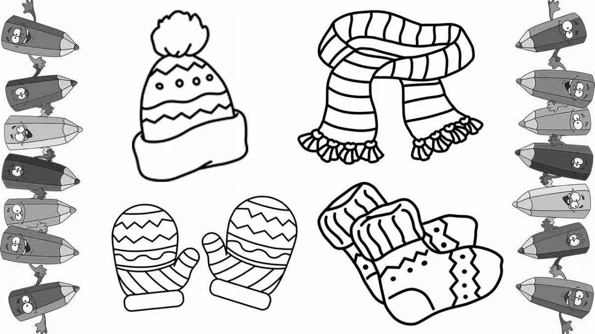 Luminous hat and mittens coloring page