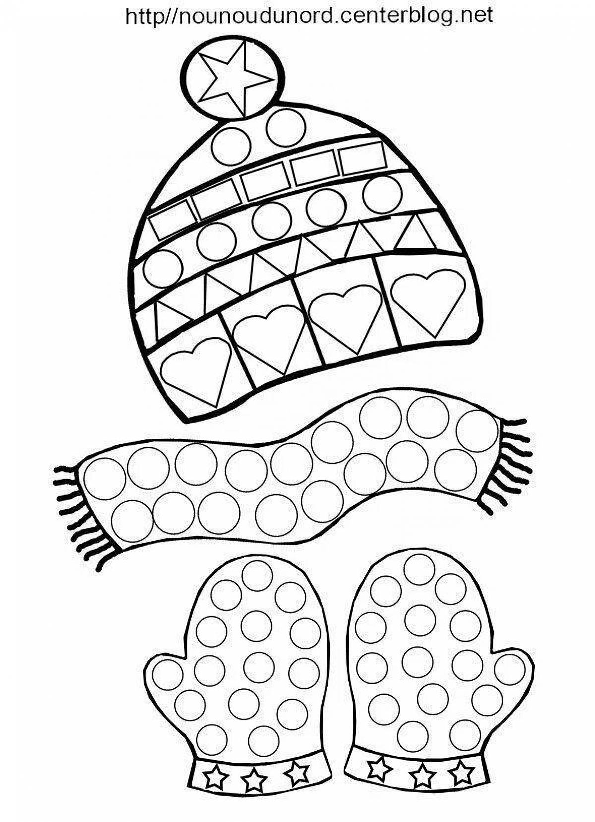 Coloring page magic hat and mittens