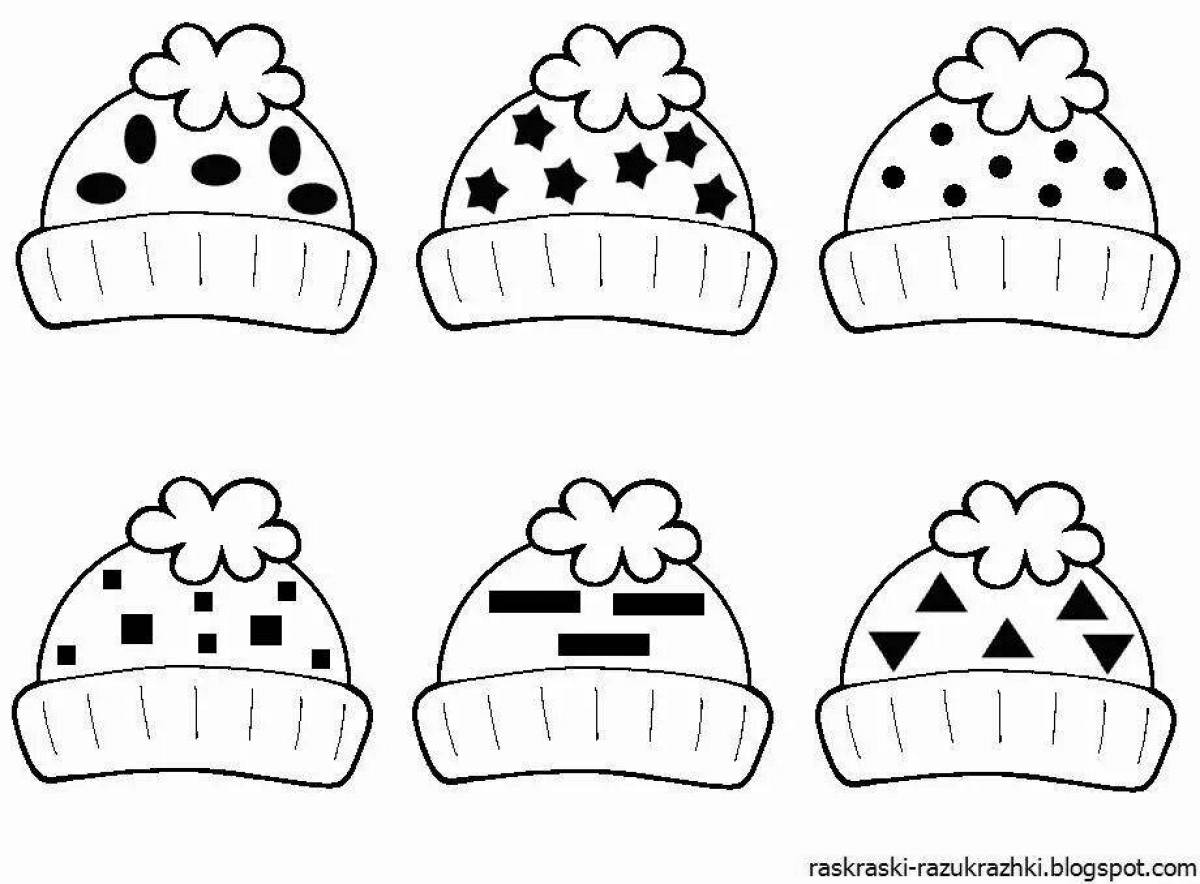 Coloring page cozy hat and mittens