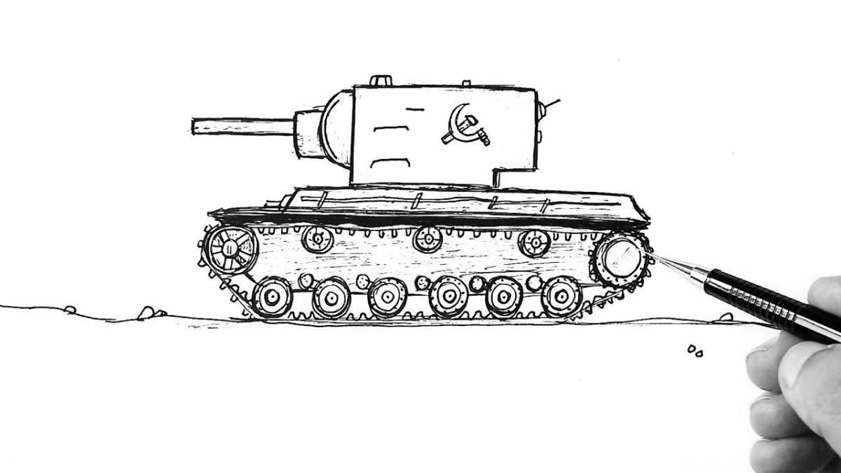 Раскраска роскошный танк кв-2