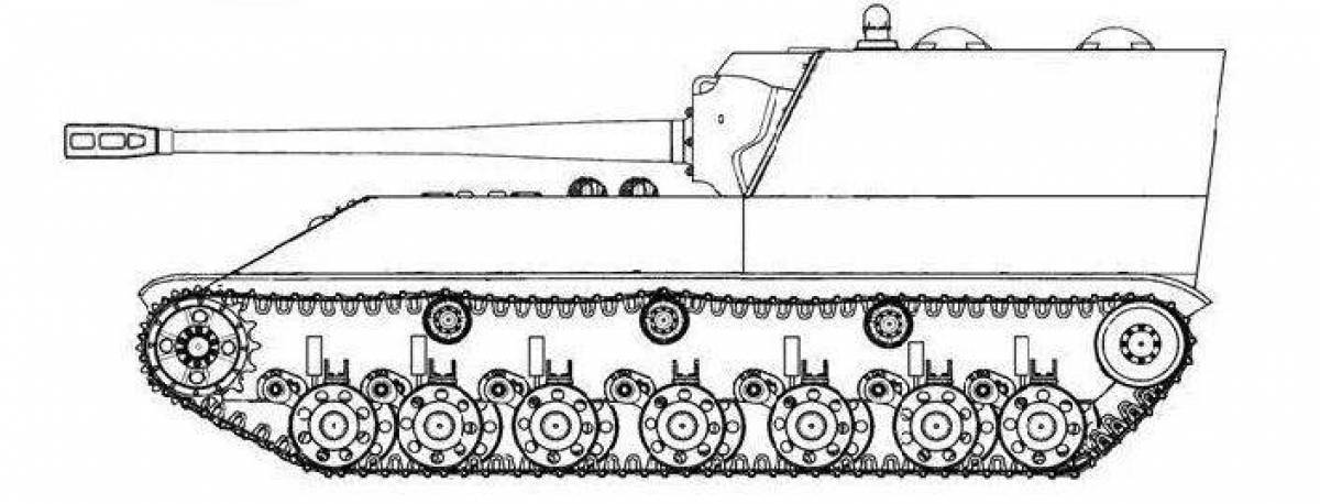 Detailed kv-2 tank coloring page