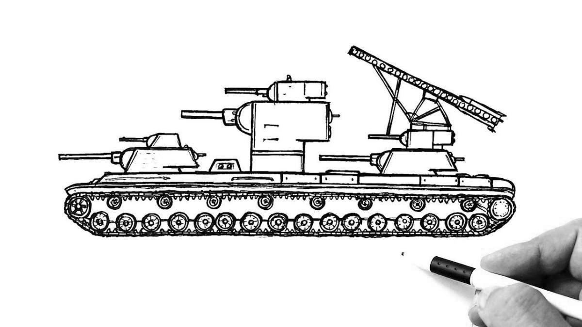 Креативная раскраска танк кв-2