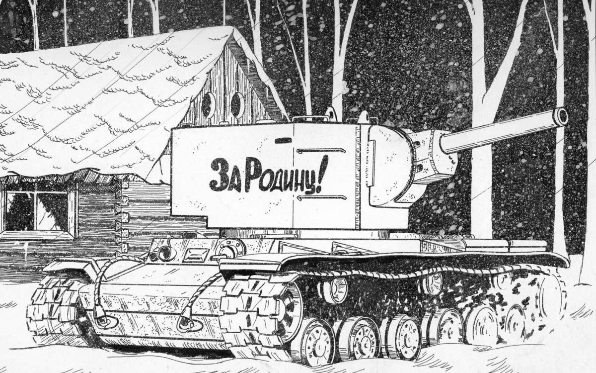 Fancy tank kv-2 coloring page
