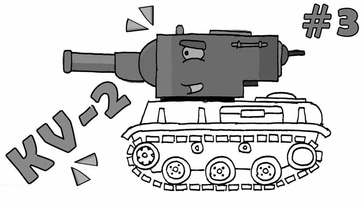 Яркая страница раскраски танк кв-2