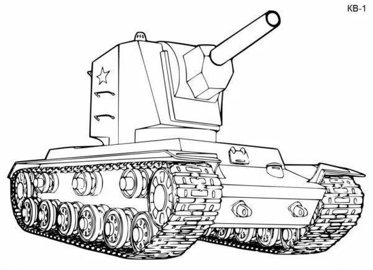Раскраска захватывающий танк кв-2