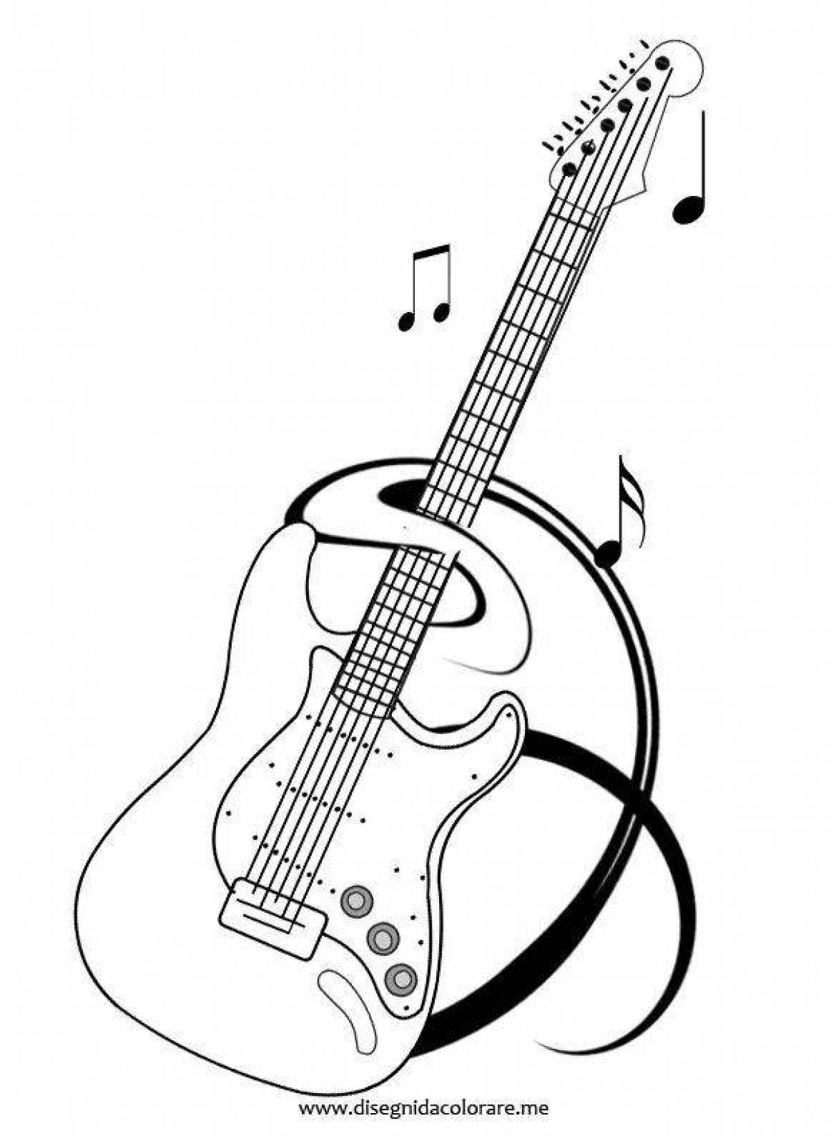 Радостная раскраска гитары для детей