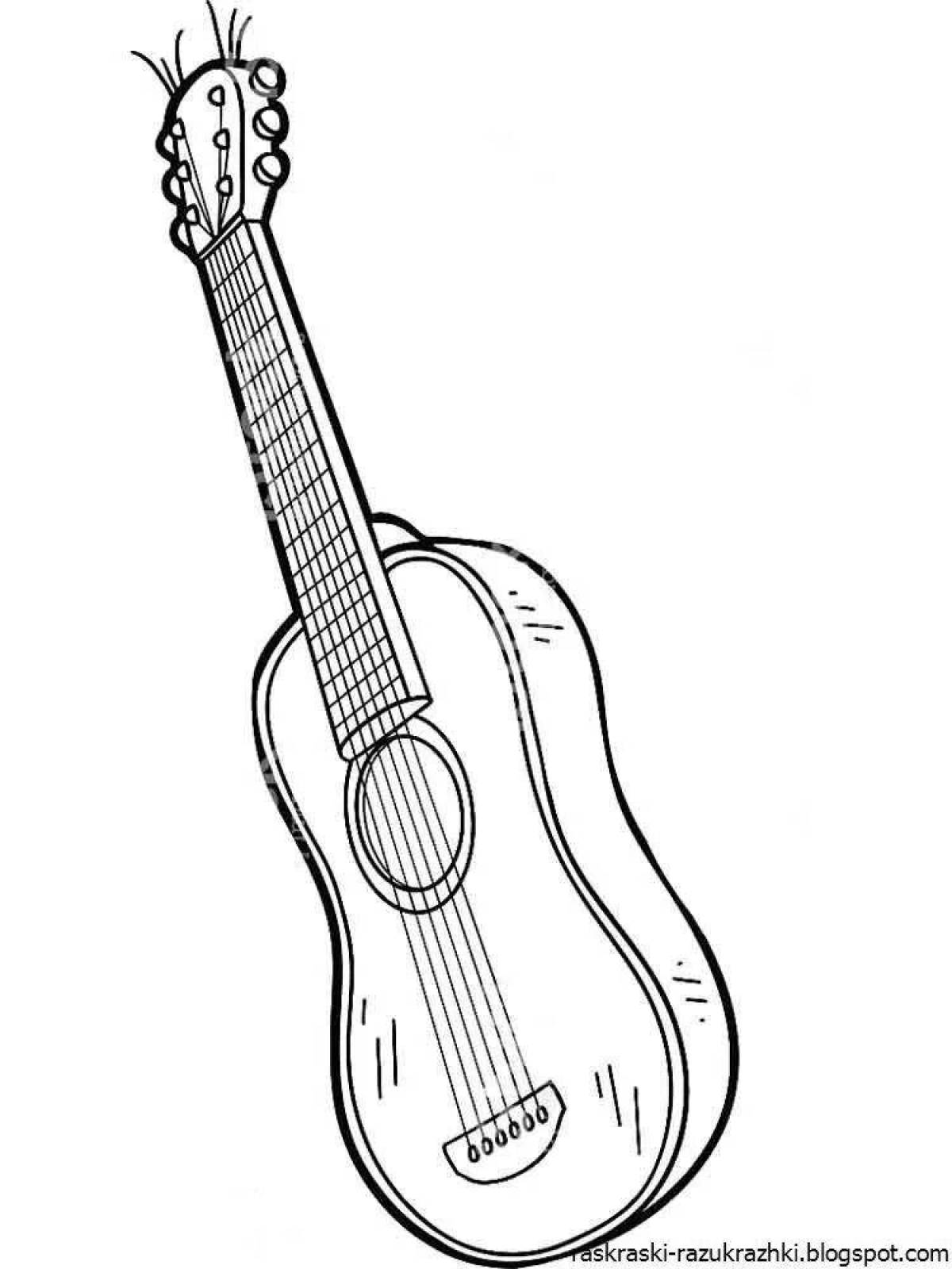 A fun coloring book for kids with a guitar