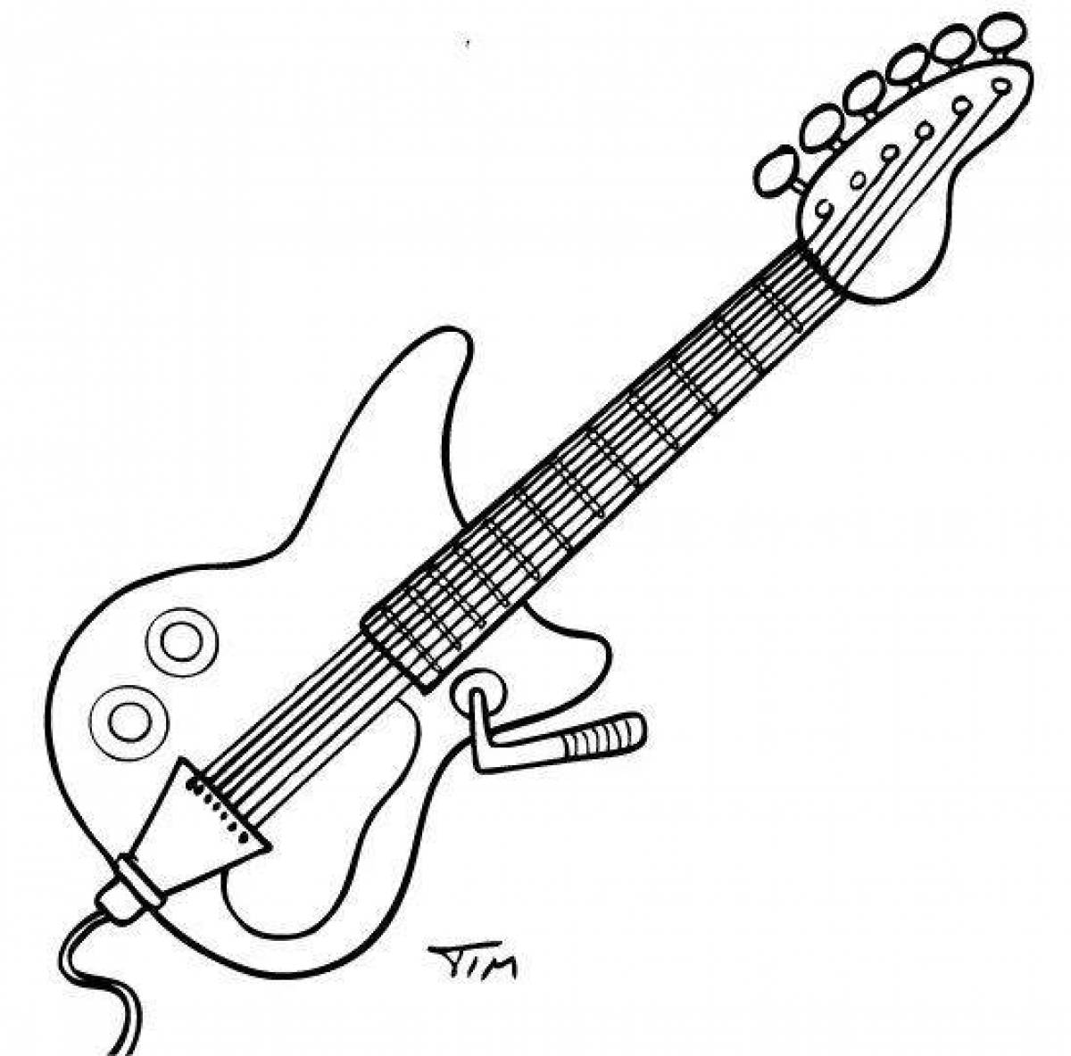 Amazing guitar coloring page for kids