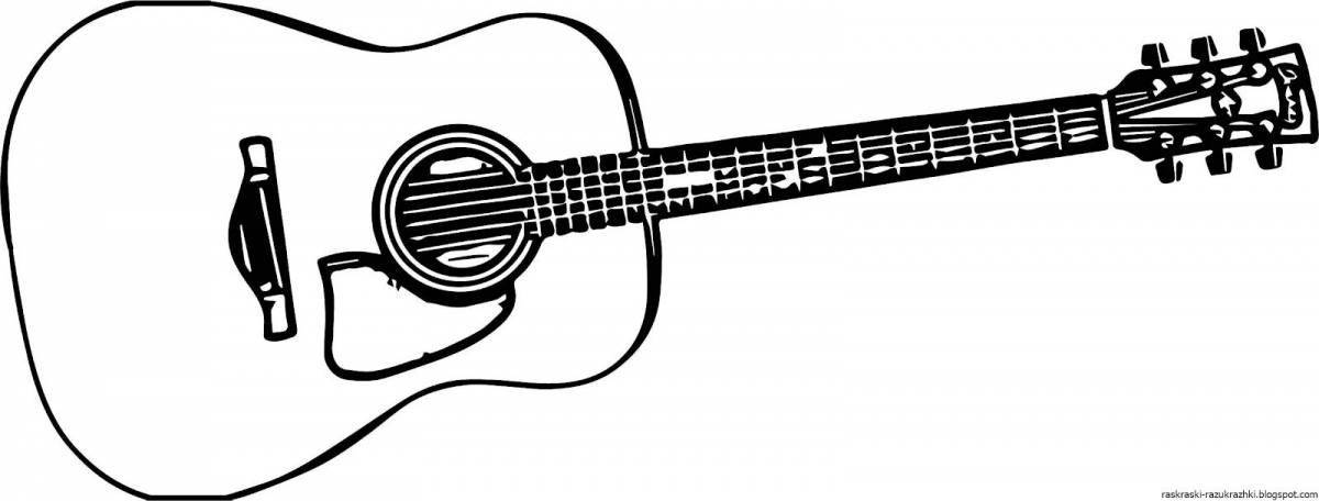 Colorful guitar coloring page for kids