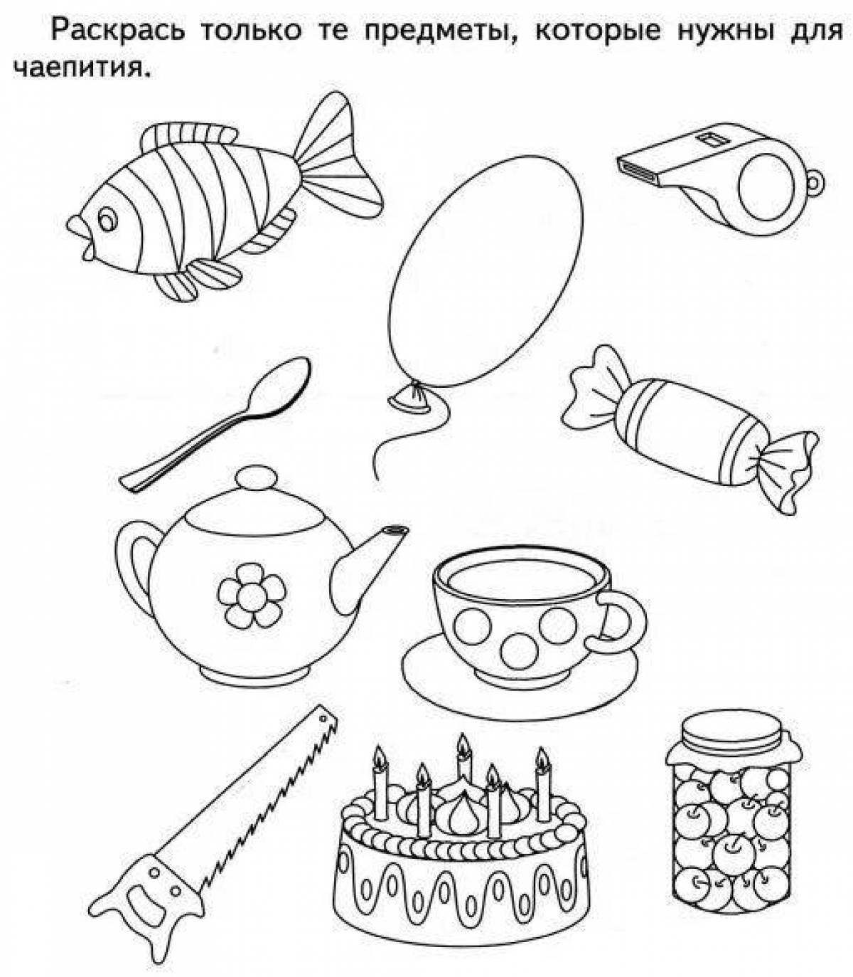 Colorful coloring book for preschoolers with tasks