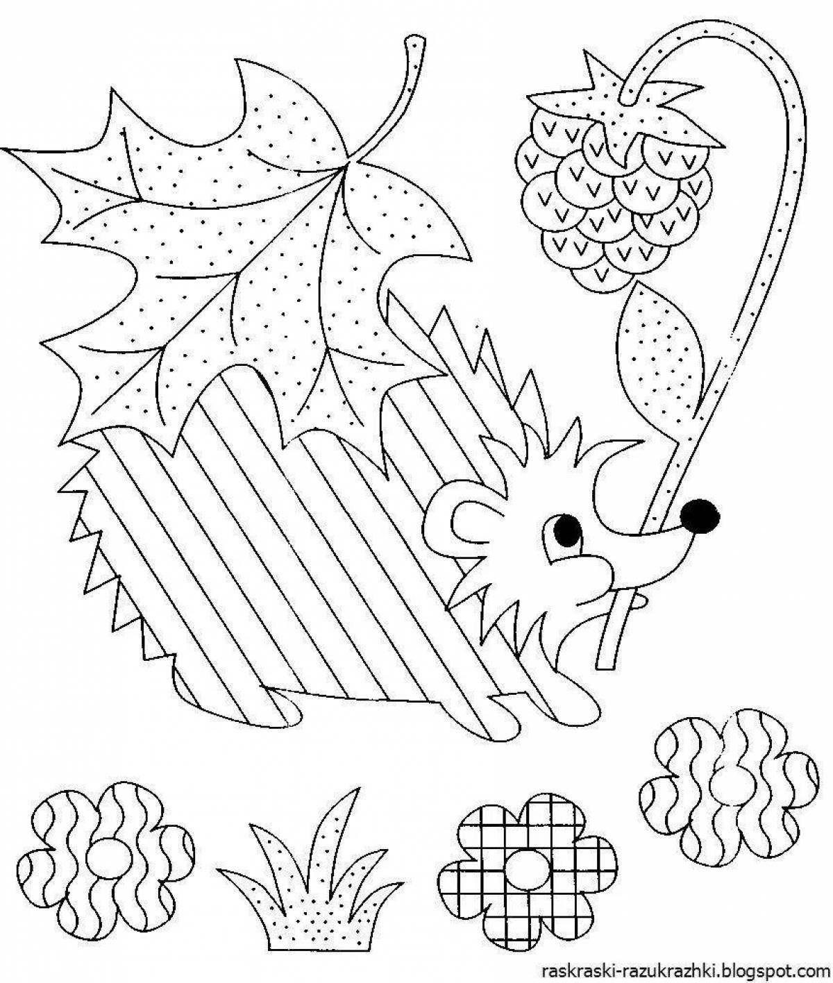 Coloring book for preschoolers with challenging tasks