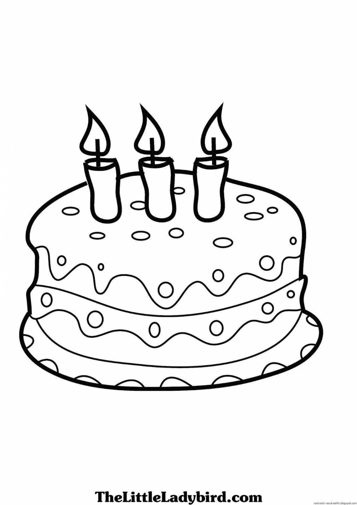 Playful birthday cake coloring page