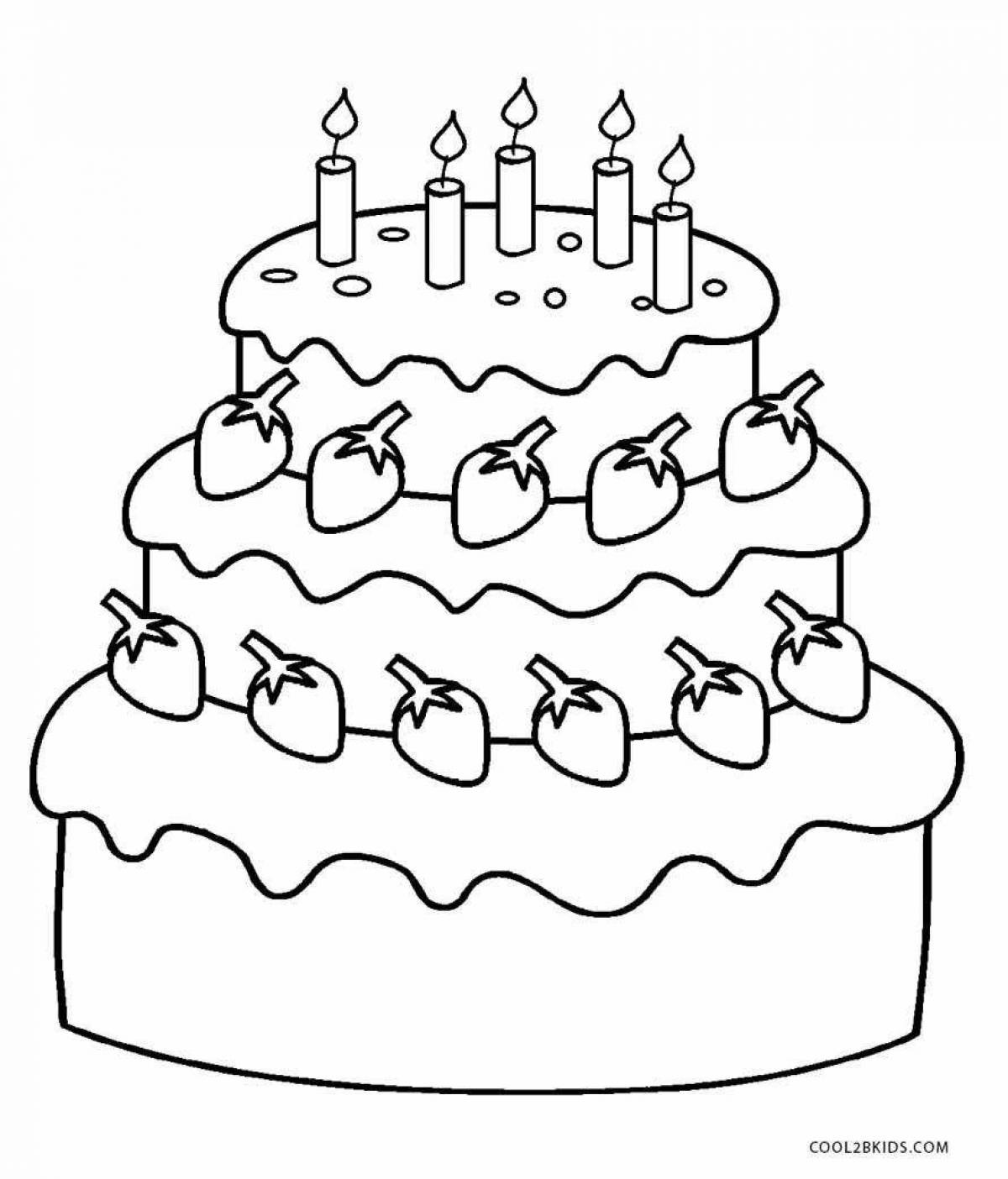Coloring page lovely birthday cake