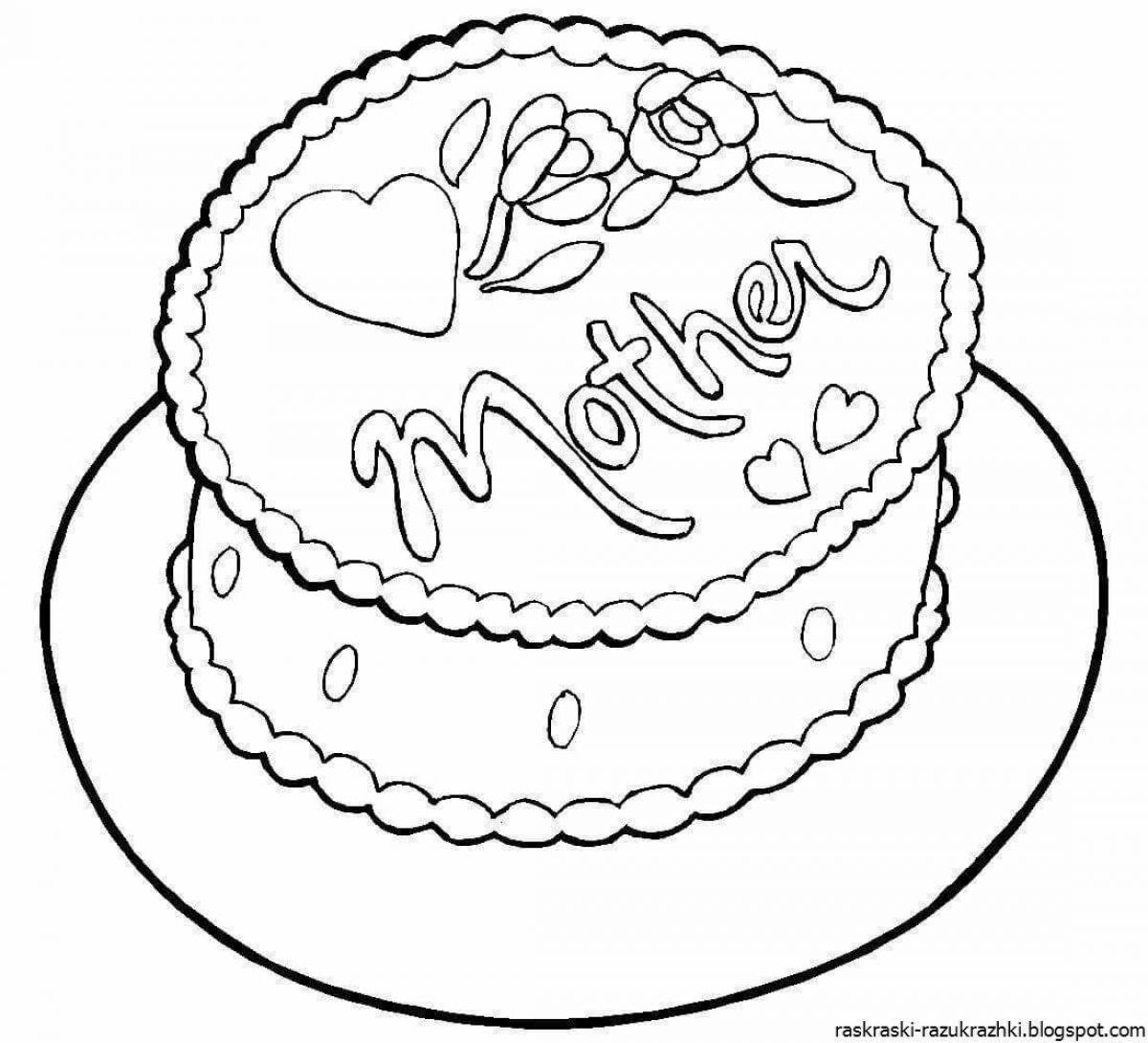 Shiny birthday cake coloring page