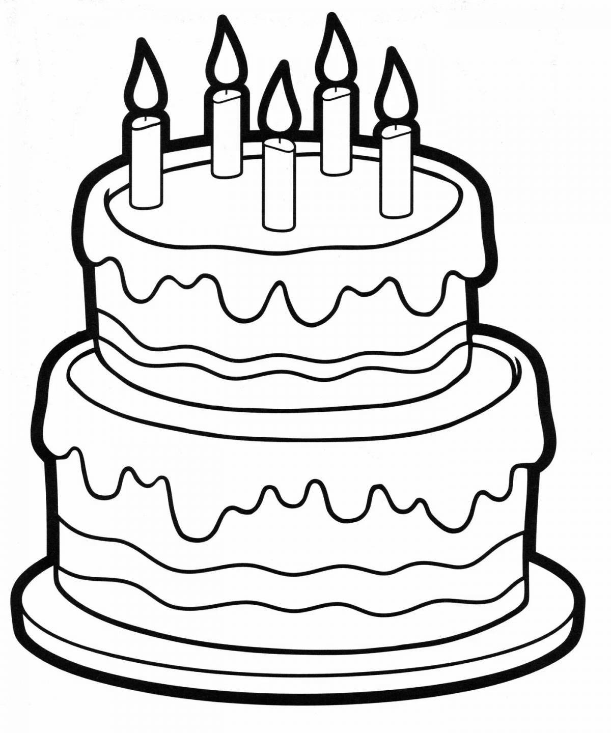 Colorful puffy birthday cake coloring book
