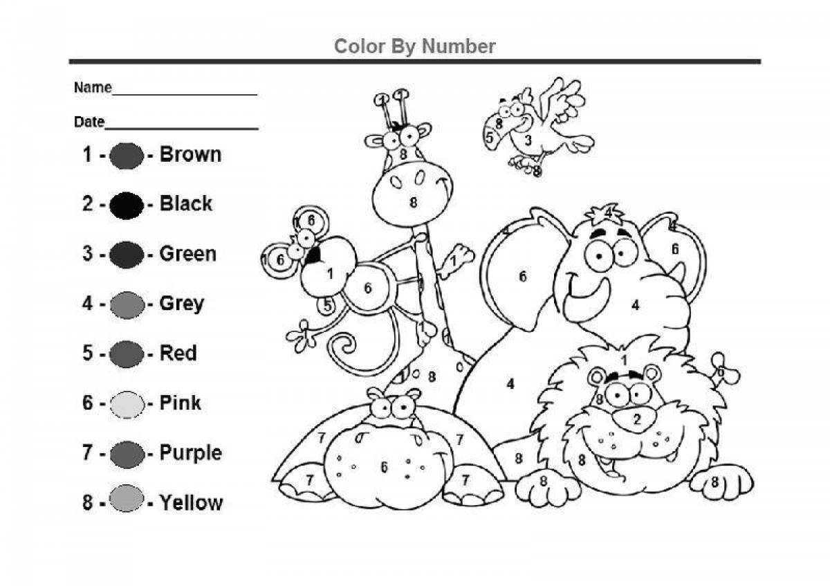 Colorful english coloring book for grade 2