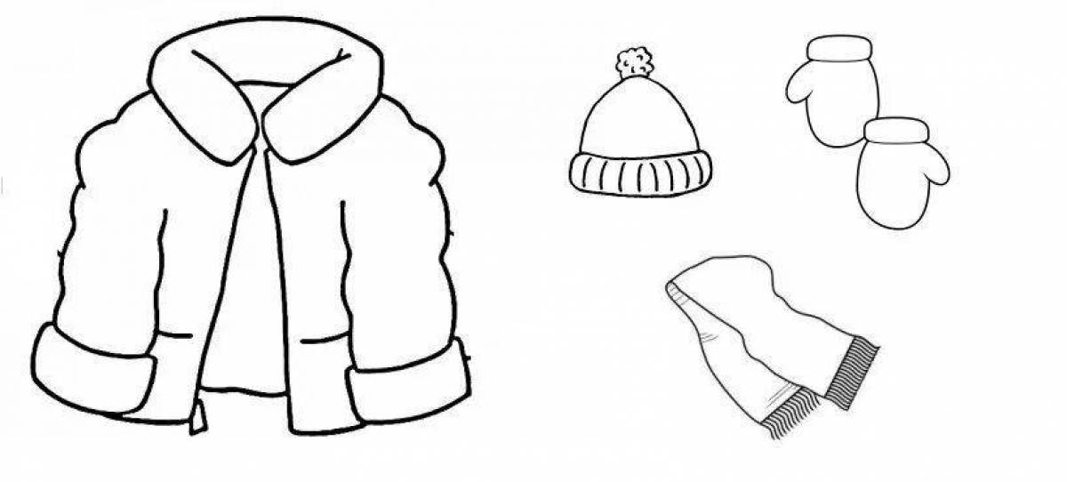 Coloring for bright winter clothes for children 4-5 years old
