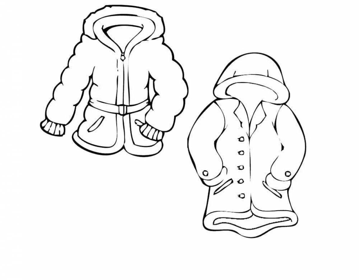 Coloring page magical winter clothes for children 4-5 years old