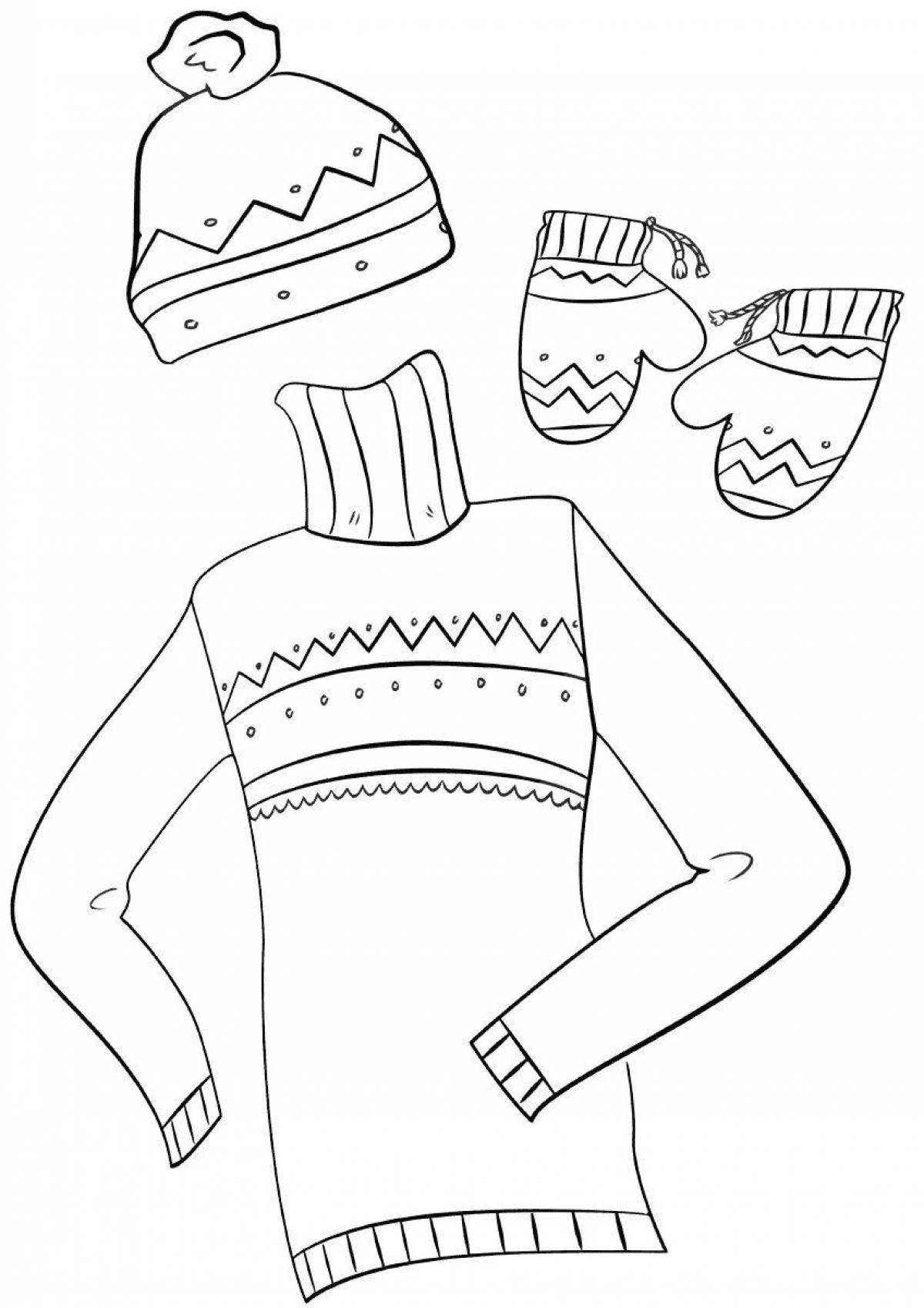 Sweet winter clothes coloring book for 4-5 year olds