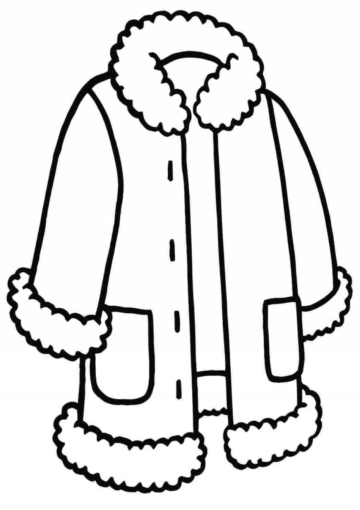 Cute winter clothes coloring page for 4-5 year olds