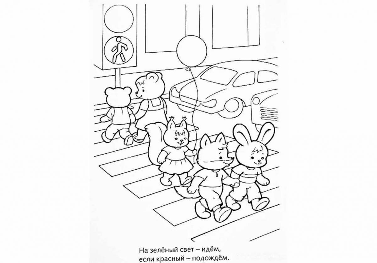 Joyful rules of the road coloring pages for kids