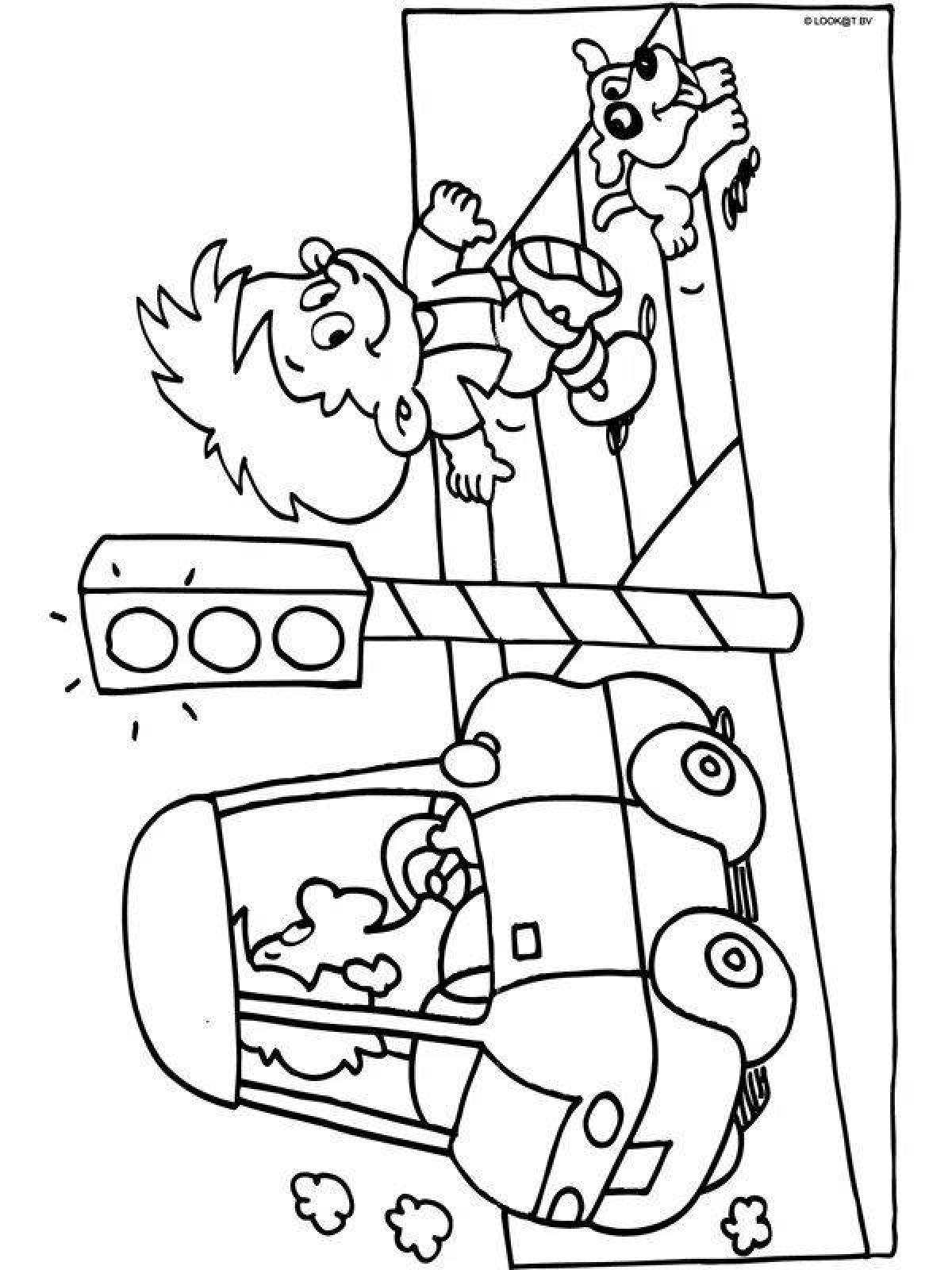 Colorful rules of the road coloring pages for kids